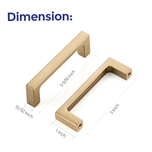 Ravinte Champagne Bronze Kitchen Square Cabinet Handles 3 Inch 10 Pack - size: 3 Inch Hole