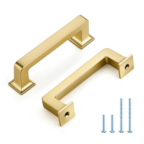 HOME EDIT Brushed Gold Cabinet Handles Zinc Pulls 3 Inch 5 Pack - color: Brushed Gold, size: 3 inches Hole Center