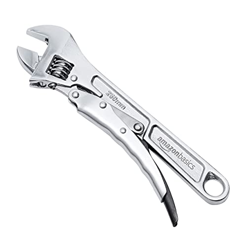 Amazon Basics 10 inch Locking Adjustable Wrench, Precision Machined, Rust Resistant, 2.7 inch x 0.75 inch