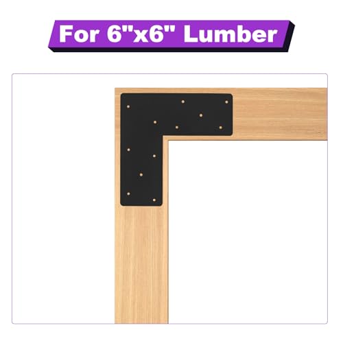 4 Pcs 13.2"x 5"L Shape Flat Bracket, Mending Plate with Black Powder-Coated Right Angle Brackets, Corner Bracket, L Shape Plate Fit 6x6,8x8 for Repair House,Furniture,Pavilion,Truss framing - style: L Shape(13.2"x13.2"x5")