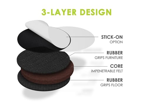 GorillaPads Non Slip Furniture Pads/Floor Grippers (Set of 16 Grips) 2 Inch Round Floor Protectors for Under Furniture, Black, CB144-16 - size: 2" Round 16 Pack