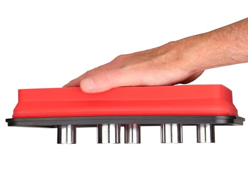 Collapsible Magnetic Parts Tray Set - 3 Different Size Tool Trays- Red - color: Red
