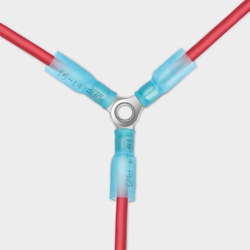 20PCS 3 Way Wire Connectors – 16-14 AWG Y Butt Heat Shrink Connectors, Waterproof Crimp Terminals, Tinned Copper Electrical Connectors for Automotive, Marine, LED, Trailer, DIY Wiring - size: 16-14 AWG-Blue, style: 3-Way