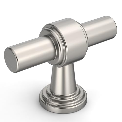 Amerdeco 10 Pack Brushed Satin Nickel Cabinet Knobs 1.46 Inch(37mm) Single Hole Cabinet Handles Rectangle Dresser Knobs Drawer Knobs and Pulls for Bathroom Cabinets ZH0069 - color: Brushed Satin Nickel, size: 1.46" Single Hole