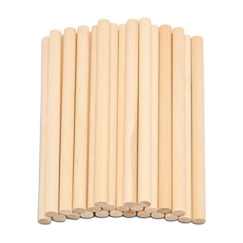 Wooden Dowel Rod, 3/8 Inch x 6 Inch Wood Dowels, Pack of 25 Wooden Dowels for Crafts, Unfinished Hardwood Wooden Dowels Rods, Strong Wood Rod Dowels for Crafting and DIYers - size: 3/8" x 6" Dowels