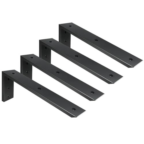 WINKER Countertop Support Bracket 4 Pack Heavy Duty 1/2" Thick Hidden L Shelf Bracket 16" x 6" x 2.5" Metal Corbels for Quartz/Granite/Wood/Concrete/Laminate Countertops, Black - size: 16″x6″x2.5″-1/2" thick, style: Black-4Pack