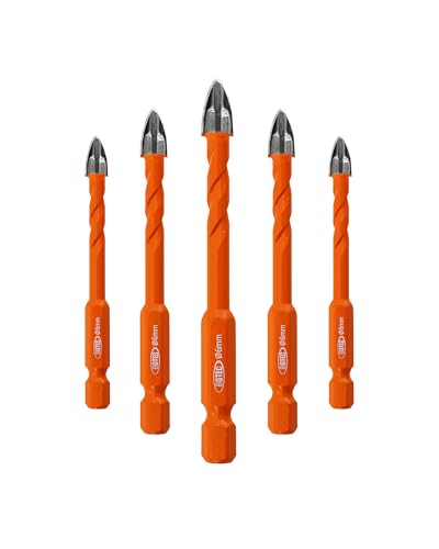 BGTEC Cemented Carbide Drill Bits Masonry Drill Bits, 5pcs Quick-fit Shank 6MM Cross Spiral Hard Alloy Drill Bit for Wood Plastic Masonry Ceramic Tile Concrete Marble - size: 5pcs 6mm