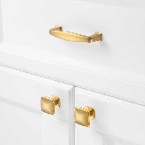 KOOFIZO 10 Pack 3 in Brushed Gold Cabinet Pulls, Gold Drawer Handles 1817 - color: Brushed Gold, size: 3" CC - 10Pcs