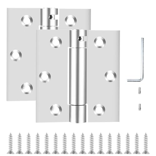 Self Closing Door Hinge, 3 inches,Auto Closing Spring Hinge with Adjustable Tension, Thickened 304 Stainless Steel Heavy Duty Door Hinges 3 inches,with Mounting Screwdriver Hardware,2 Pack - color: Silver