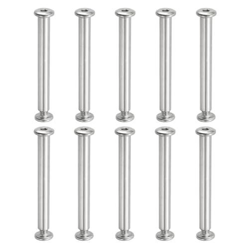 PATIKIL Hex Chicago Screws, 10 Set Binding Screw Posts M6 x 65 mm Connecting Hex Drive Socket Cap Bolt Nuts for Scrapbook Leather Belt Album Photo Furniture Repair, Silver - size: M6 x 65