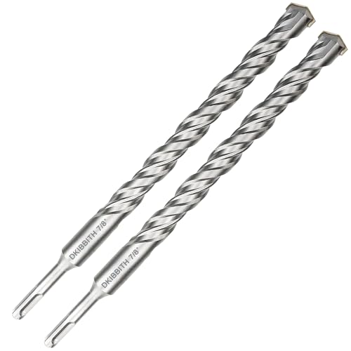 2-Pack SDS Plus Masonry Drill Bits 7/8 Inch x 12 Inch Long Rotary Hammer Drill Bits Carbide Tipped for Concrete Brick Cement Stone Block. - size: 2 Pcs 7/8", style: 12"