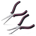 2PCS Mini Needle Nose Pliers Set Smooth Jaws Small Long Nose Pliers and Bent Nose Pliers Jewelry Plier for Jewelry Making, Extra Long Needle Nose Plier for Wire Wrapping Object Gripping - style: Straight & Bent Needle Nose Plier Smooth Jaws