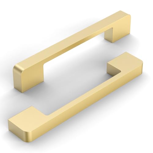 10 Pack 5 Inch(128mm) Kitchen Cabinet Handles Brushed Gold Cabinet Pulls Kitchen Cabinet Hardware Drawer Pulls for Cupboard Wardrobe - color: Brushed Gold, size: 5"/128MM Hole Center