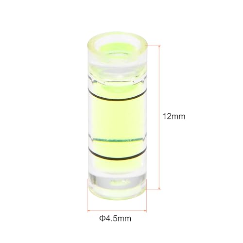 HARFINGTON 6pcs Small Cylindrical Bubble Level Vials 4.5x12mm PMMA Mini Horizontal Bubble Spirit Level Measuring Layout Tools for RV TV Picture Frame Hanging Tool Leveler - size: 4.5x12mm