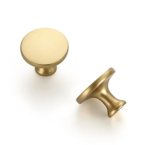 Ravinte Brushed Brass Solid Knobs Gold Kitchen Cabinet Pulls,5 Pack,Round-6 - style: Casual