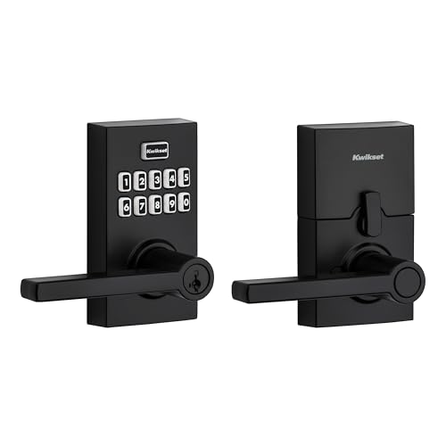 Kwikset 917HFL-514S Smartcode Keypad Electronic with Halifax Lever SmartKey with 6AL Latch and RCS Strike Matte Black Finish - color: Matte Black