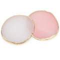 2 Pcs Resin Nail Art Palette Set, Pink & White, Gold Edge, 10 x 8 cm - color: Pink, White