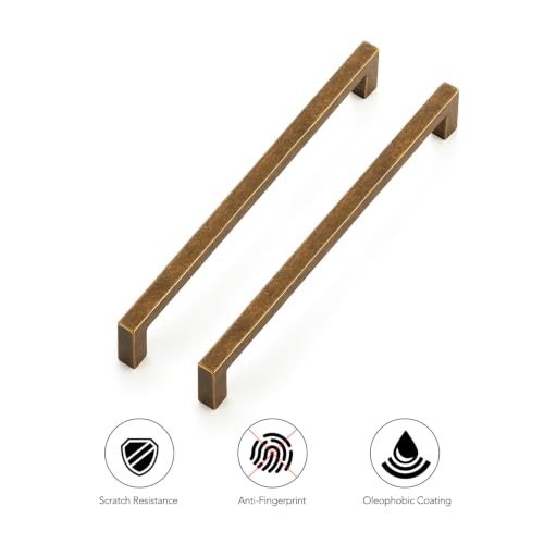 Ravinte Antique Brass Cabinet Handles Solid Cabinet Pulls 6-1/4 Inch 5 Pack | Zinc Alloy, Slim Square Bar Grip, Smooth Drawer Pull Feel, Kitchen Cabinet Update, For Cupboards, Dressers, Drawers, Hardware - color: Antique Brass, size: Flat Black 6-1/4'' Ho