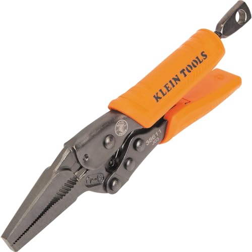 Klein Tools 38611 Long Nose Locking Pliers with Quick Release Handles, Ideal for Tight Spaces, High Torque and Gripping Power, 6-Inch - style: 6-In Long Nose