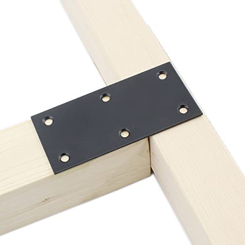 4 Pack Flat Straight Brace Brackets, ULIFESTAR Black Stainless Steel Mending Bracket Plate Metal Shelf Support Fixing Joining Plate for Furniture,Wood,Shelves,Cabinet with Mounting Screws - size: 100 x 48 x 2 mm