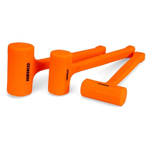 NEIKO 02888A Dead Blow Hammer Set, 3pc Neon Orange Deadblow Mallet, 1lb, 2lb, 3lb Hammers, Spark and Rebound Resistant, Unibody Molded, Checkered Grip - size: 3 Piece Set, style: Dead Blow