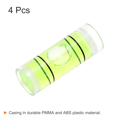 HARFINGTON 4pcs Cylindrical Bubble Level 9x25mm Mini Bullseye Spirit Levels for Leveling Camera Tripod Telescope Workshop Turntable Pictures Frame, Green - size: 9x25mm