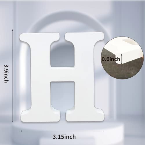 AOCEAN 4 Inch White Wood Letters Unfinished Wood Letter for Wall Decor Decorative Standing Letters Slices Sign Board Decoration for Craft Home Party Projects (H) - style: H