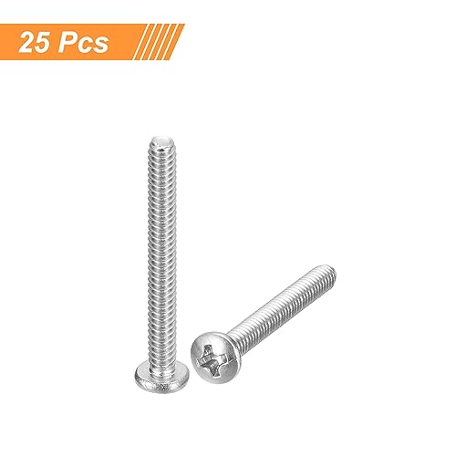 uxcell #6-32x1-1/4 Pan Head Machine Screws, 304 Stainless Steel 18-8 Screw, Phillips Drive, Fully Threaded, Bright Finish, Pack of 25 - size: #6-32x1-1/4"