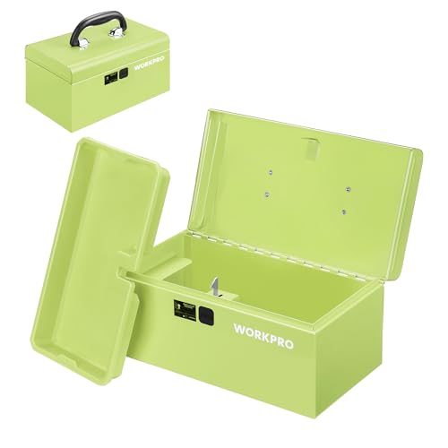 WORKPRO 10.8" Mini Metal Tool Box with Removable Tray - color: Macaron Green