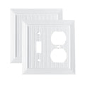 Pure White Classic Beadboard Wall Plates,Light Switch Covers,Electrical Outlet Covers, Switch Plates of Various Combination, Nature Bamboo Fiber Wall plate(2 Gang Toggle/Duplex 2 Pack) - style: 2 Gang Toggle/Duplex 2 Pack