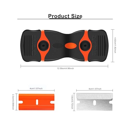 2 Pack Razor Blade Scraper Tool With Extra 10pcs Plastic Blades And 10pcs Metal Blades, 2-in-1 Scraper Tool Cleaning Razor Scraper For Decals, Stickers, Labels, Caulk, Adhesive, Paint, Cooktop