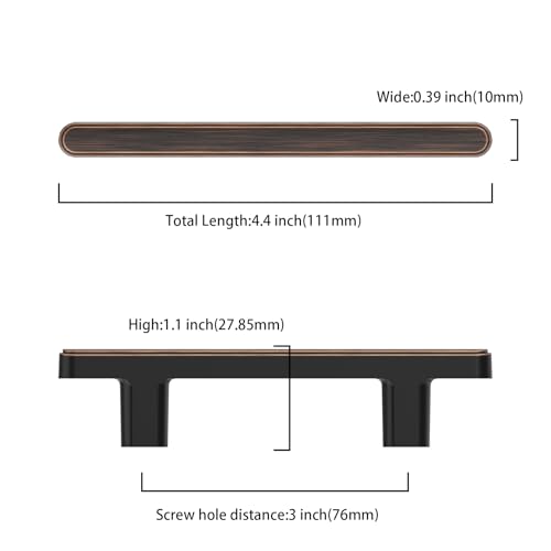 Asidrama 10 Pack 3 Inch(76mm) Oil Rubbed Bronze Kitchen Cabinet Handles, Cabinet Pulls Kitchen Cabinet Hardware for Cupboard Drawer Pulls - color: Oil Rubbed Bronze, size: 3" Hole Center, style: 10 Pack