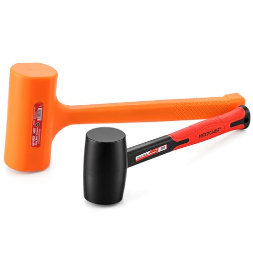 MAXPOWER 2-Piece Rubber Mallet Set – 5 lb Dead Blow Hammer & 16 oz Rubber Mallet, Non-Marring Striking Tools for Automotive, Metal Forming, Woodworking & Assembly - style: 2PCS