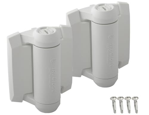 D&D TCA1S3WTS TruClose Regular Gate Hinge Square Metal Gates, White, 2 pcs. - color: White, size: Adjustable gate gap: 3/8”–7/8” gate frame to post