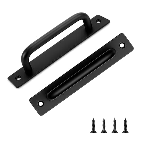 TamBee 6-1/2" Black Metal Gate Pull Handle, Heavy Duty Outdoor Fence Gate Handles for Wooden Fences Shed Barn Door Hardware, 2 Pack Outdoor Fence Gate Use - size: 2 Pack 5 Inch Metal