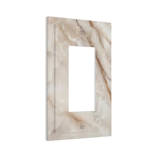 Beige Marble Pattern Light Switch Cover Modern Wall Plate Decorative 1 Gang Single Rocker Switch Plates Electrical Outlet Faceplate for Bathroom Kitchen Bedroom 5" x 3" - size: 1 Gang Single Rocker