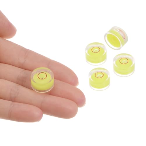 5pcs Small Circular Bubble Spirit Levels - [15mm Diameter 6mm Thickness] Mini Round RV Level Leveling Tools for Travel Trailer Turntable Camera, Yellow - color: Yellow, size: 15mm x 6mm