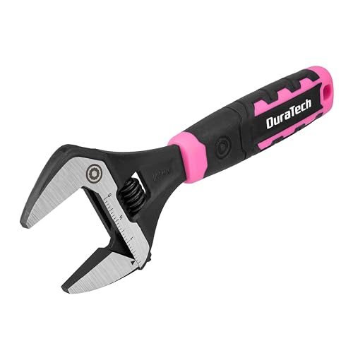 DURATECH 8-Inch Wide Jaw Adjustable Wrench - color: Black & Pink, size: 8-Inch