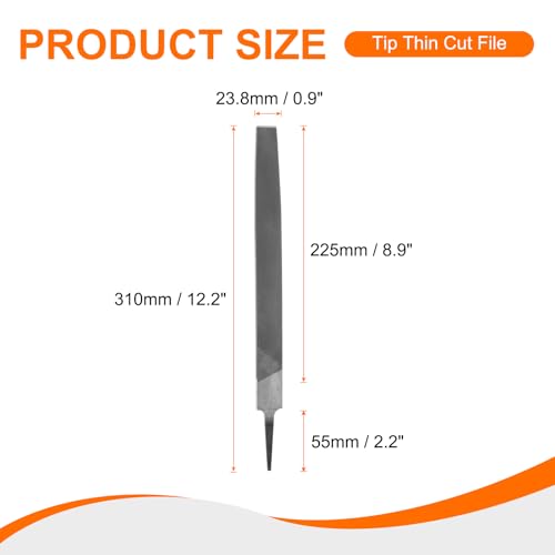 HARFINGTON Tip Thin Cut File 10" Double Cut Teeth High Carbon Steel Hand Rasp File without Handle for Metal Wood Deburring Removing - size: 10", style: Thin