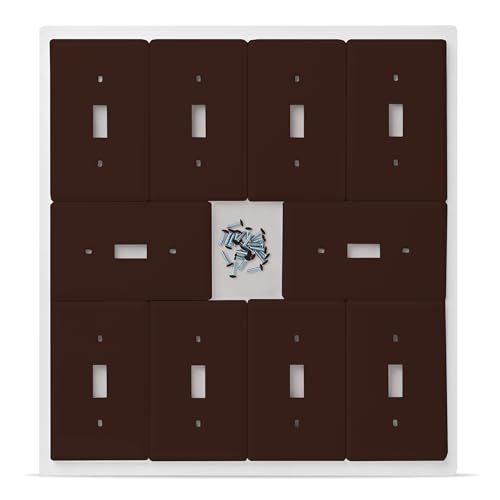 Bates- Light Switch Plates, 10 Pack, Brown, Light Switch Cover Plate, Single Switch Plate Cover - color: Brown, size: 10 Pack, Standard-Size