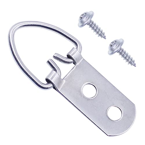 Heavy Duty D Ring Picture Hangers with Screws, Large Wide D-Ring Picture Hanging Hardware, 40 Pcs 2 Holes Picture Hooks for Paintings, Mirror, Clock, Decoration, Artwork Picture Frame - size: 40 Pcs Double Holes