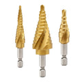 3Pc Step Drill Bit Set with Titanium Coating - style: 3PC-Spiral