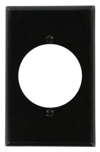 Leviton 1-Gang Flush Mount Outlet/Receptacle Wallplate, Midway Size, Thermoset, 80528-BLK, Black - color: Black