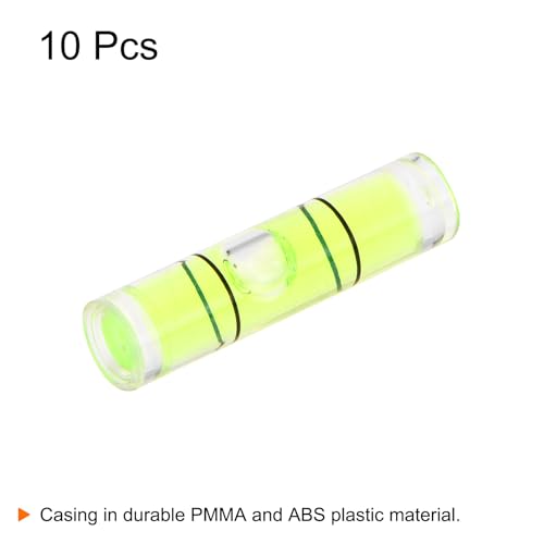 HARFINGTON 10pcs Small Cylindrical Bubble Level Vials 6x24mm PMMA Mini Horizontal Bubble Spirit Level Measuring Layout Tools for RV TV Picture Frame Hanging Tool Leveler - size: 6x24mm