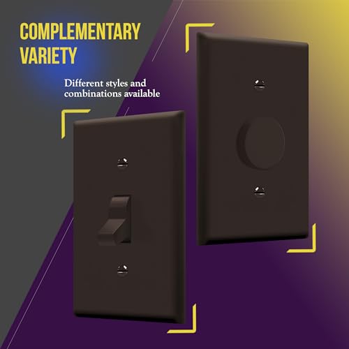 ENERLITES Toggle Light Switch Wall Plate, Gloss Finish, Standard Size 1-Gang 4.50" x 2.76", Unbreakable Polycarbonate Thermoplastic, 8811-BR-10PCS, Brown (10 Pack) - color: Brown, size: 10 Pack