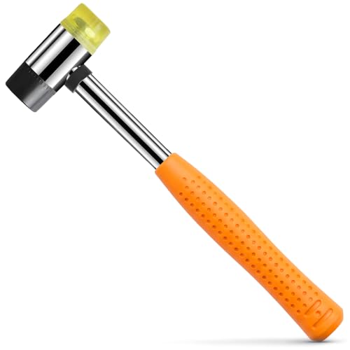 Small Orange Rubber Mallet Hammer 25mm, Double Faced Non Marring Head - color: Orange