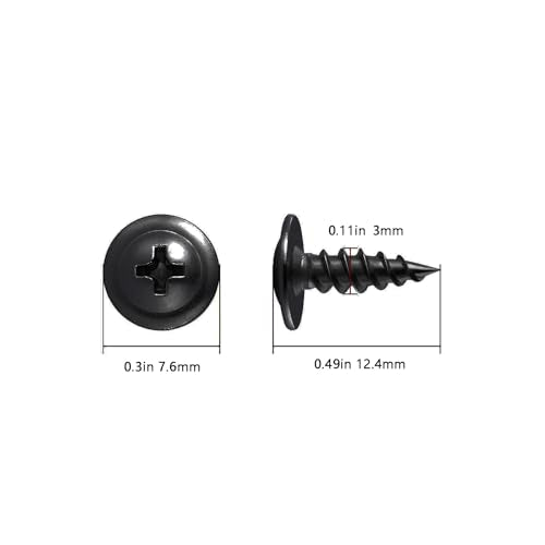 Wensilon（800 pcs）#4×3/8" Phillips Truss Head Wood Screws Black Galvanizing Quick Metal Self Tapping. - color: Black, size: #4×3/8"