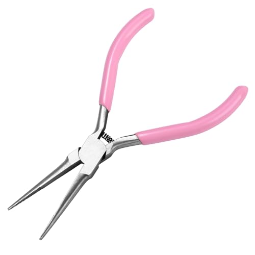 Small Needle Nose Pliers Serrated Jaw 5.3 Inches Extra Long Nose Pliers with Teeth Mini Precision Jewelry Plier for Bending Wire and Small Object Gripping Jewelry Making Tools with Spring - style: Needle Nose Pliers Serrated Jaws