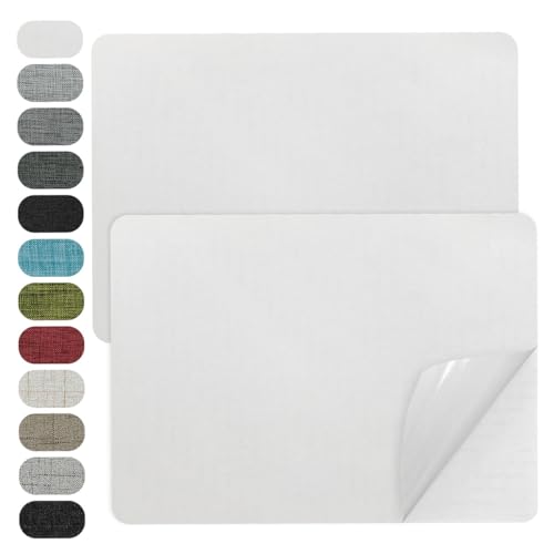 WILDREEDS 2 Pcs 8 x11 Inch Linen Repair Patches, Self-Adhesive Fabric Patch for Sofas, Couch, Furniture,Tote Bags, Car Seats (White) - color: White
