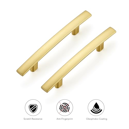 Ravinte Brushed Gold Cabinet Pulls Curved Drawer Handles 3 Inch CC, 30 Pack - color: Brushed Brass